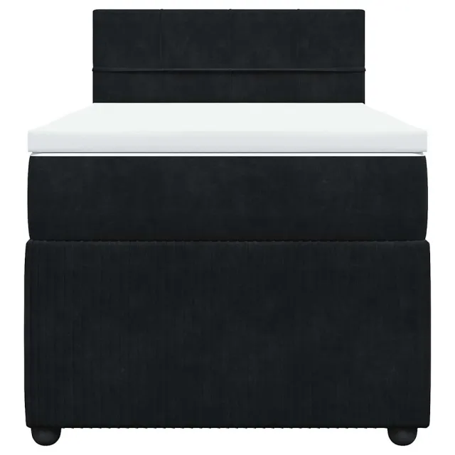 Sommier à lattes de lit avec matelas Noir 90x200 cm Velours