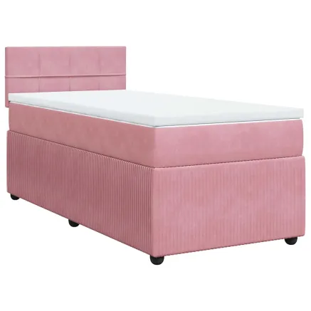 Sommier à lattes de lit avec matelas Rose 90x200 cm Velours 2
