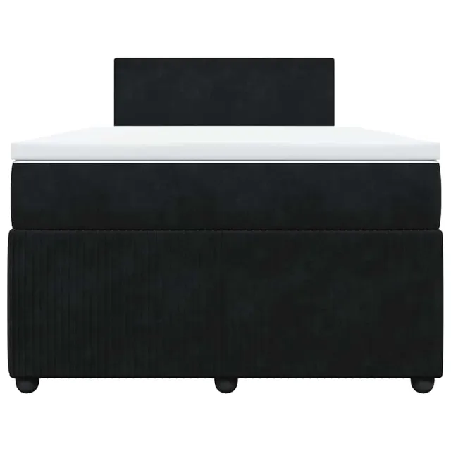 Sommier à lattes de lit avec matelas noir 120x190 cm velours