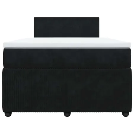 Sommier à lattes de lit avec matelas noir 120x190 cm velours