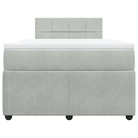 Sommier à lattes de lit et matelas gris clair 120x190cm velours
