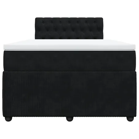 Sommier à lattes de lit avec matelas noir 120x190 cm velours