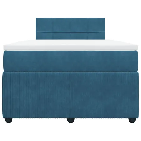 Sommier à lattes de lit et matelas bleu 120x200 cm velours