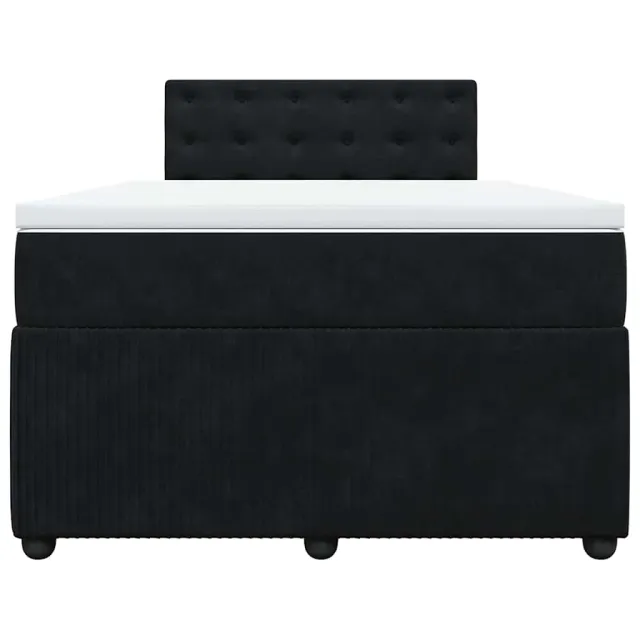 Sommier à lattes de lit avec matelas Noir 120x200 cm Velours