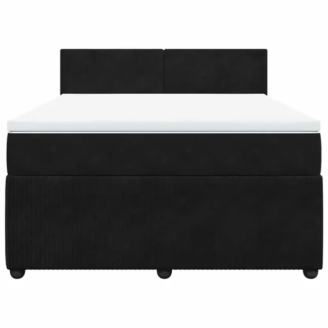 Sommier à lattes de lit avec matelas Noir 140x190 cm Velours