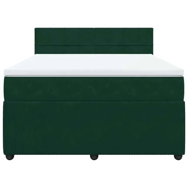 Sommier à lattes de lit et matelas Vert foncé 140x190cm Velours