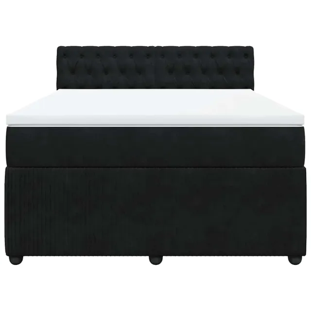 Sommier à lattes de lit avec matelas Noir 140x190 cm Velours