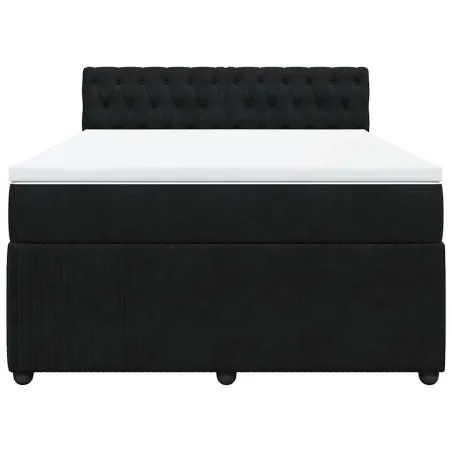 Sommier à lattes de lit avec matelas Noir 140x190 cm Velours