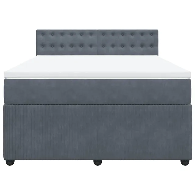 Sommier à lattes de lit et matelas Gris foncé 140x190cm Velours