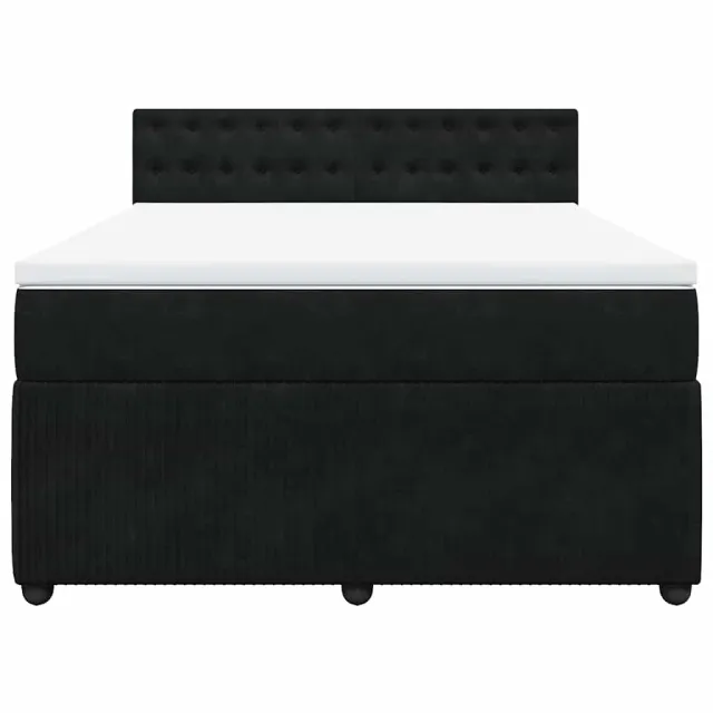 Sommier à lattes de lit avec matelas Noir 140x190 cm Velours