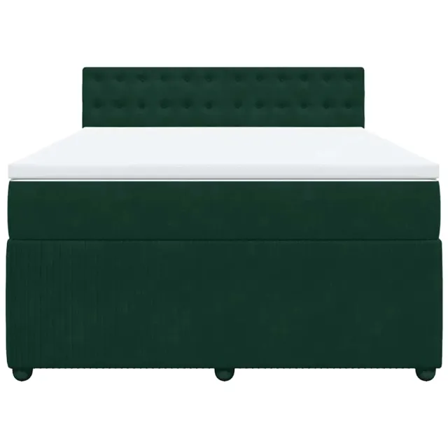 Sommier à lattes de lit et matelas Vert foncé 140x190cm Velours