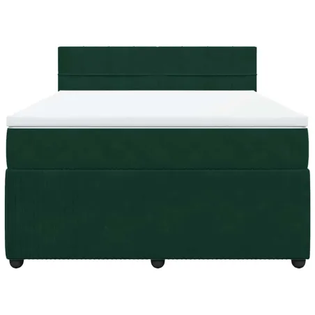 Sommier à lattes de lit et matelas Vert foncé 140x200cm Velours