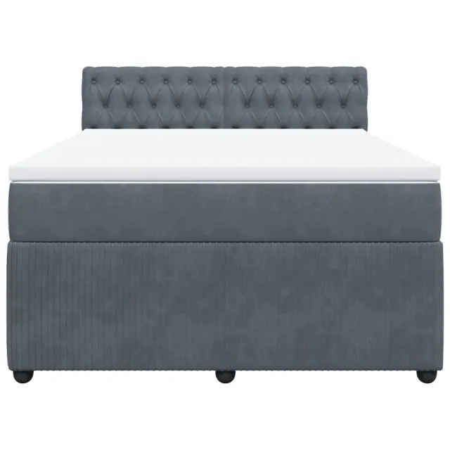 Sommier à lattes de lit et matelas Gris foncé 140x200cm Velours