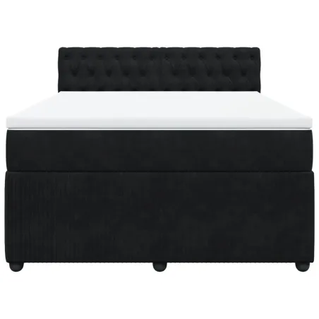 Sommier à lattes de lit avec matelas Noir 140x200 cm Velours