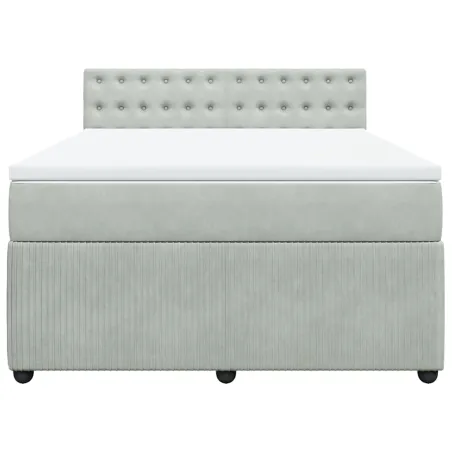Sommier à lattes de lit et matelas Gris clair 140x200cm Velours