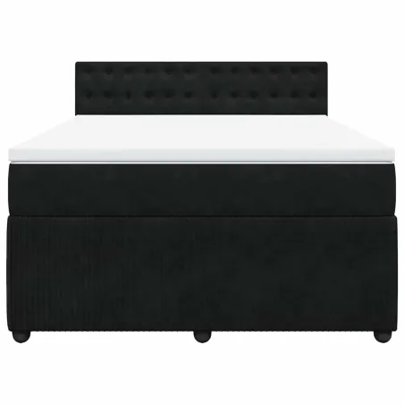 Sommier à lattes de lit avec matelas Noir 140x200 cm Velours