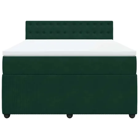 Sommier à lattes de lit et matelas Vert foncé 140x200cm Velours