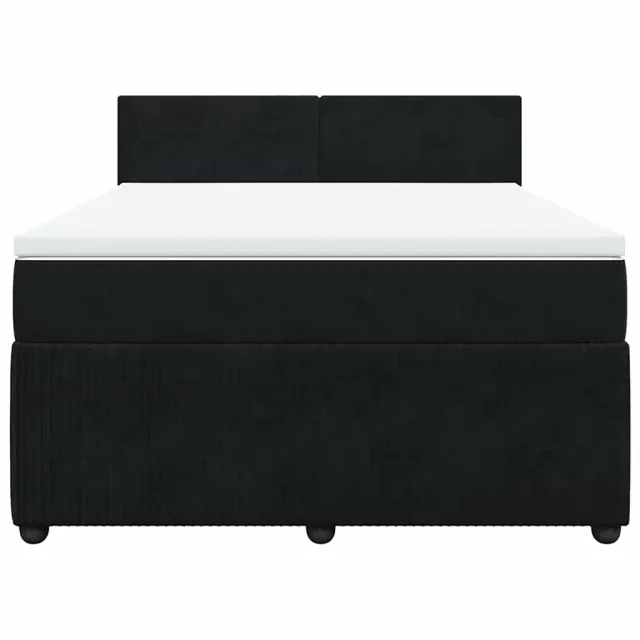 Sommier à lattes de lit et matelas Noir 160x200 cm Velours