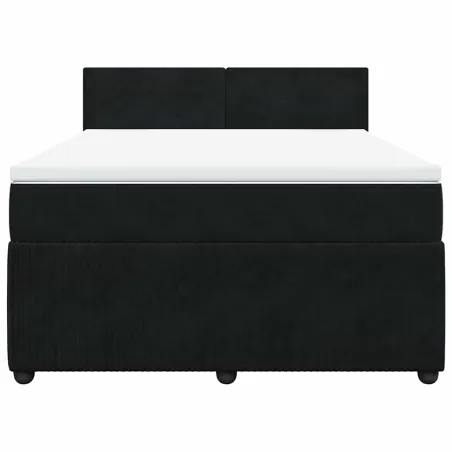 Sommier à lattes de lit et matelas Noir 160x200 cm Velours