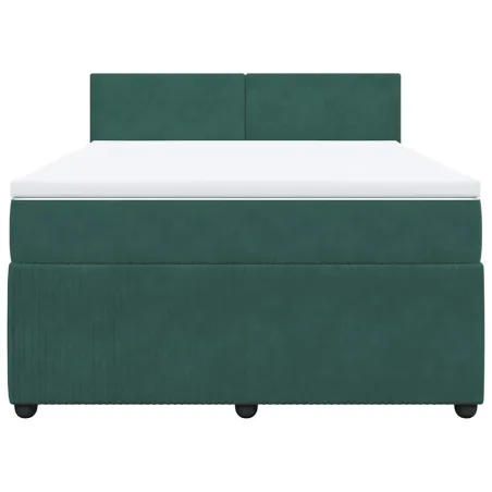 Sommier à lattes de lit et matelas Vert foncé 160x200cm Velours