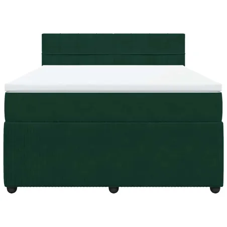 Sommier à lattes de lit et matelas Vert foncé 160x200cm Velours