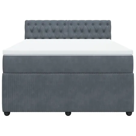 Sommier à lattes de lit et matelas Gris foncé 160x200cm Velours