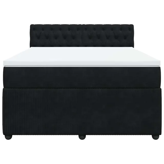 Sommier à lattes de lit et matelas Noir 160x200 cm Velours