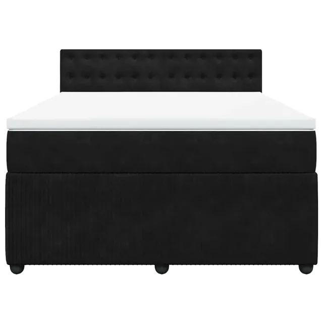 Sommier à lattes de lit et matelas Noir 160x200 cm Velours