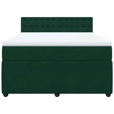 Sommier à lattes de lit et matelas Vert foncé 160x200cm Velours
