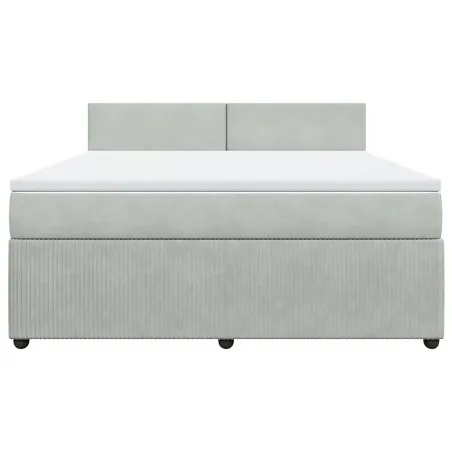 Sommier à lattes de lit et matelas Gris clair 180x200cm Velours