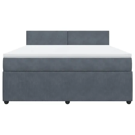 Sommier à lattes de lit et matelas Gris foncé 180x200cm Velours