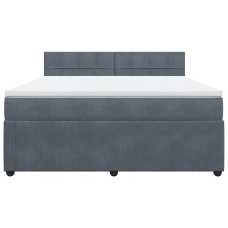 Sommier à lattes de lit et matelas Gris foncé 180x200cm Velours