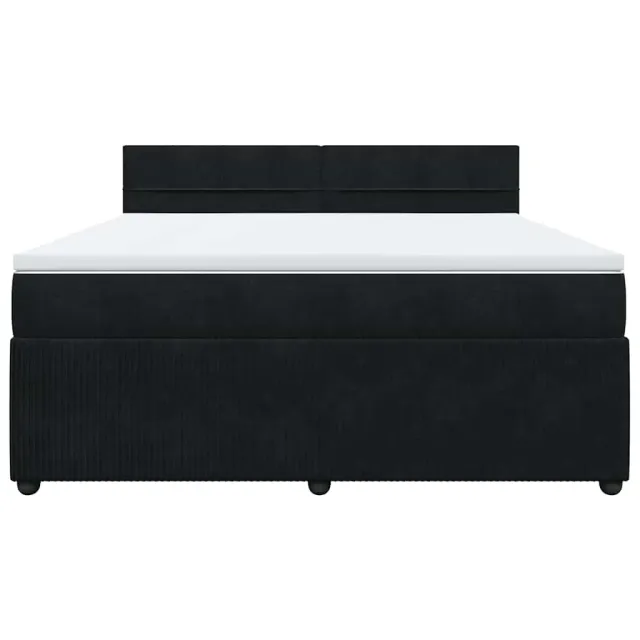 Sommier à lattes de lit avec matelas Noir 180x200 cm Velours
