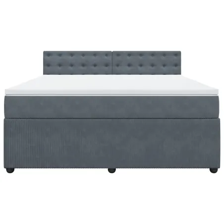 Sommier à lattes de lit et matelas Gris foncé 180x200cm Velours