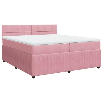 Sommier à lattes de lit avec matelas Rose 200x200 cm Velours 2