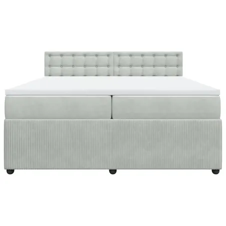 Sommier à lattes de lit et matelas Gris clair 200x200cm Velours