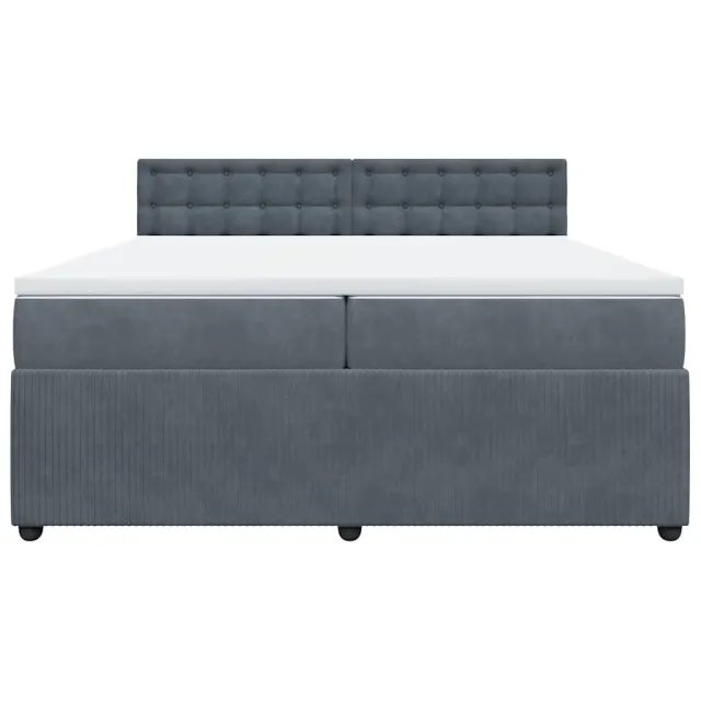 Sommier à lattes de lit et matelas Gris foncé 200x200cm Velours