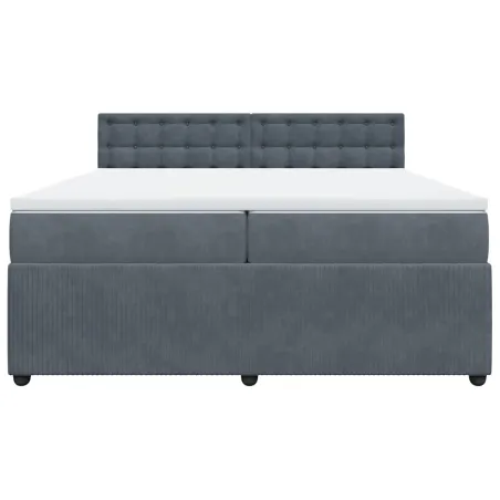 Sommier à lattes de lit et matelas Gris foncé 200x200cm Velours
