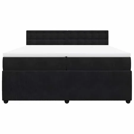 Sommier à lattes de lit et matelas Noir 200x200 cm Velours