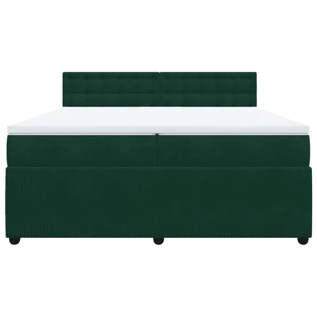 Sommier à lattes de lit et matelas Vert foncé 200x200cm Velours