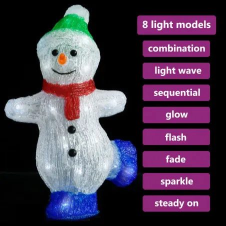 Silhouette de bonhomme de neige de Noël LED Acrylique 30 cm