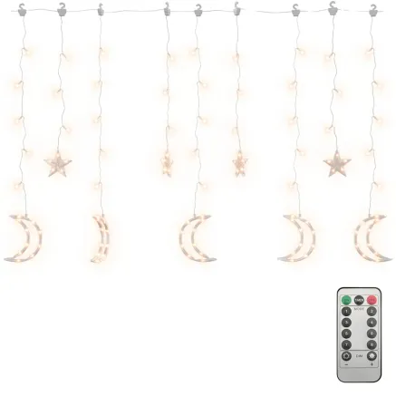 Guirlande lumineuse étoile et lune avec télécommande 138 LED 2