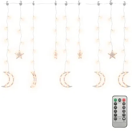 Guirlande lumineuse étoile et lune avec télécommande 138 LED