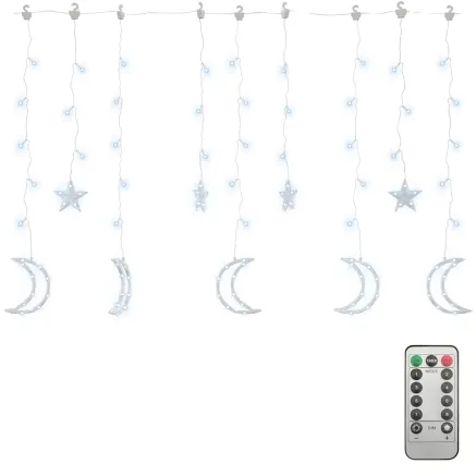 Guirlande lumineuse étoile et lune avec télécommande 138 LED 2