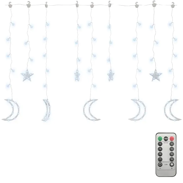 Guirlande lumineuse étoile et lune avec télécommande 138 LED