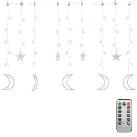 Guirlande lumineuse étoile et lune avec télécommande 138 LED