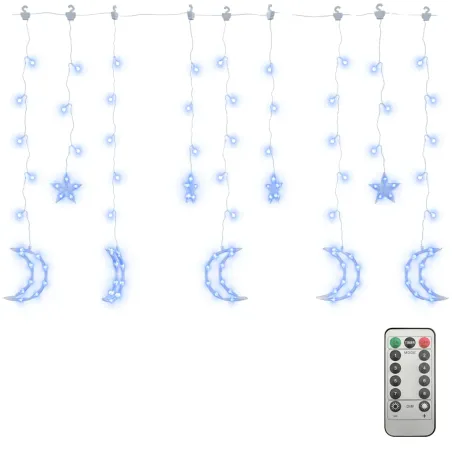Guirlande lumineuse étoile et lune avec télécommande 138 LED
