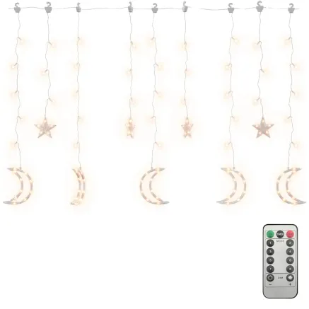 Guirlande lumineuse étoile et lune avec télécommande 345 LED 2