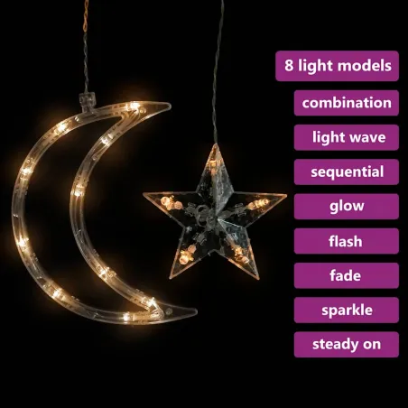 Guirlande lumineuse étoile et lune avec télécommande 345 LED