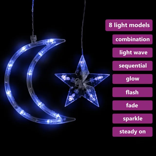 Guirlande lumineuse étoile et lune avec télécommande 345 LED
